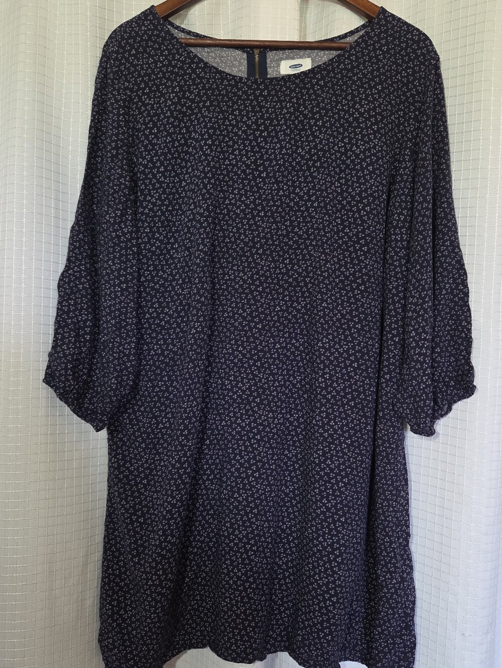 Old Navy Dress Women's XXL Long Sleeve Above Knee Shift Navy Blue Lightweight